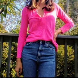 Fuschia JCrew top.